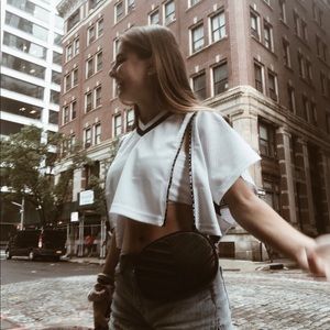 LF white cropped shirt